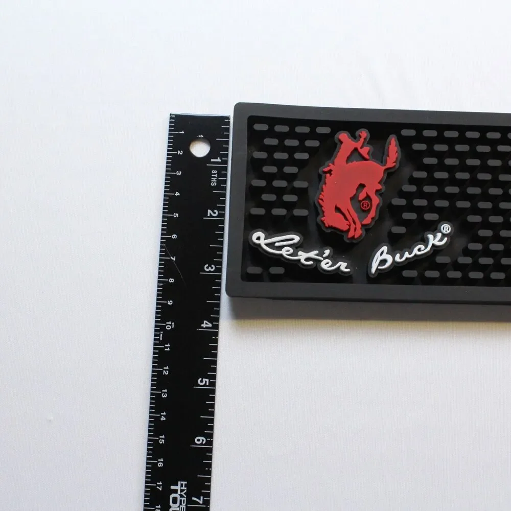 Pendleton Whisky Bar Mat Black Rubber Spill Rail Pour Runner 21x3.5 Let'er Buck